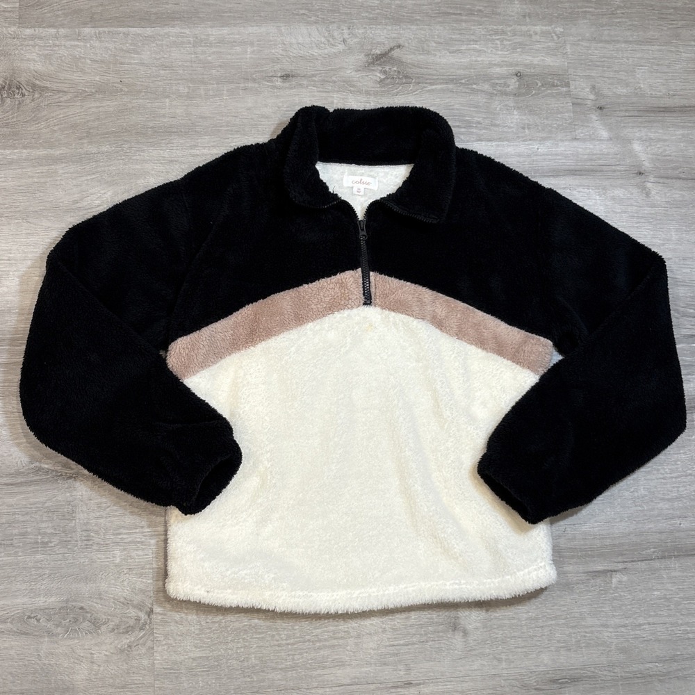 Colsie Women's Long Sleeved‎ 1/4 Zip Sherpa oversized Top Size XS